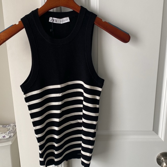 Zara SLEEVELESS STRIPED KNIT TOP(7) - Picture 5 of 8